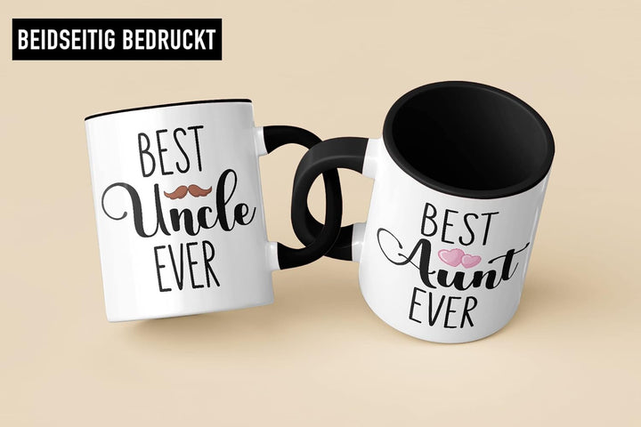 Trendation - Bester Onkel und Beste Tante Geschenk Set Tassen Geschenkidee für Tante und Onkel Gebur