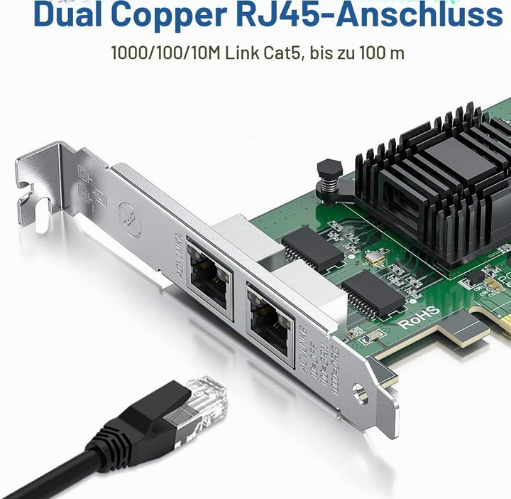 H!Fiber Dual RJ45 Copper Ports Netzwerkkarte Gigabit PCI Express E1G42ET-Intel 82576 Chip, 1Gbit Eth