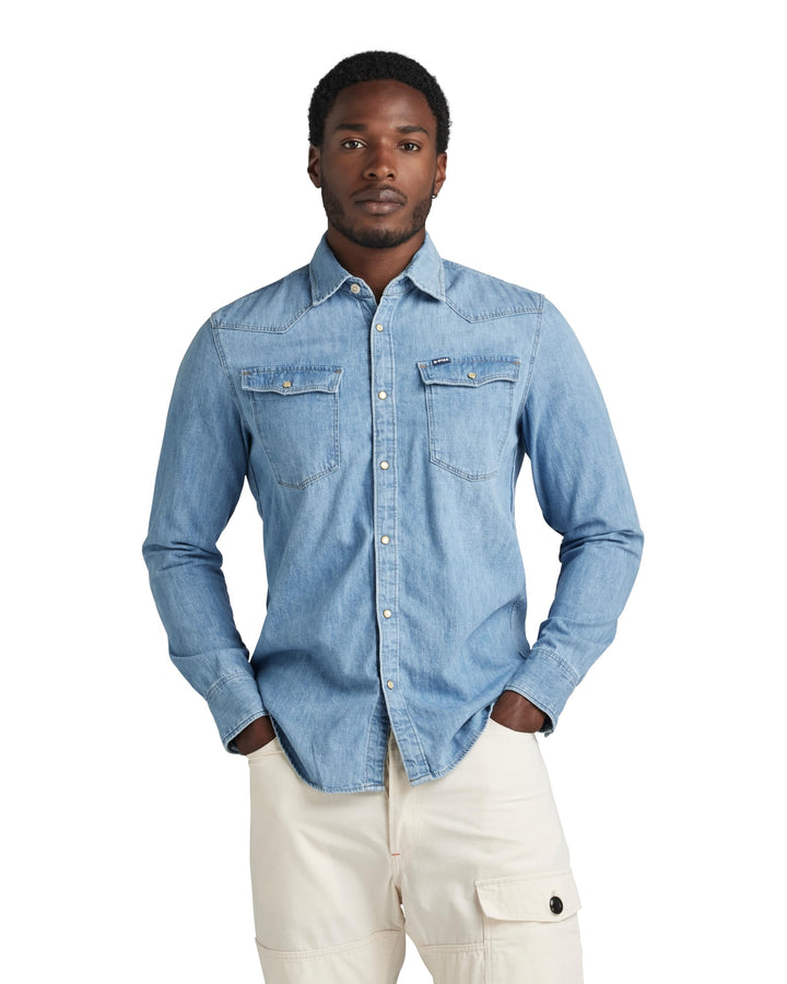 G-Star Herren Marine Slim Long Sleeve Shirt XXS Blau (Medium Aged D12697-d013-071), XXS Blau (Medium
