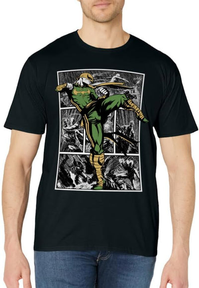 Men's Marvel Iron Fist Rain Battle Graphic T-Shirt 2XL Olive