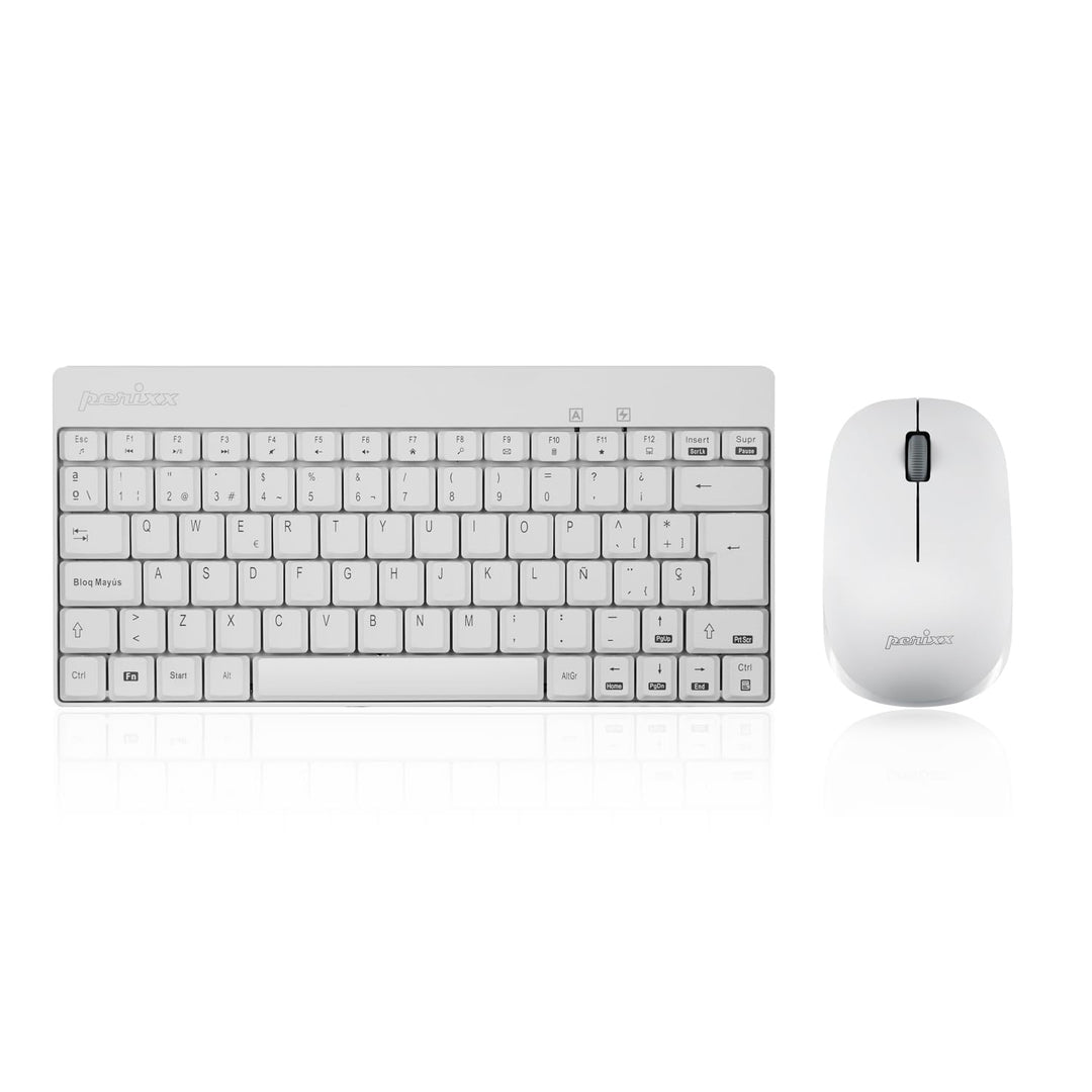Perixx Periduo-712 Mini-Set Wireless-Tastatur und Maus, leicht und klein - Schwarz/Rot Español QWERT