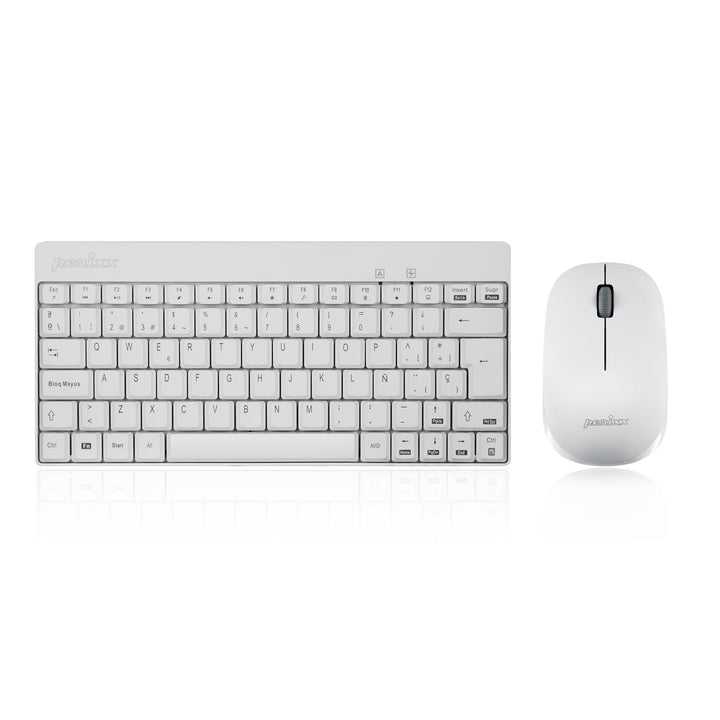 Perixx Periduo-712 Mini-Set Wireless-Tastatur und Maus, leicht und klein - Schwarz/Rot Español QWERT