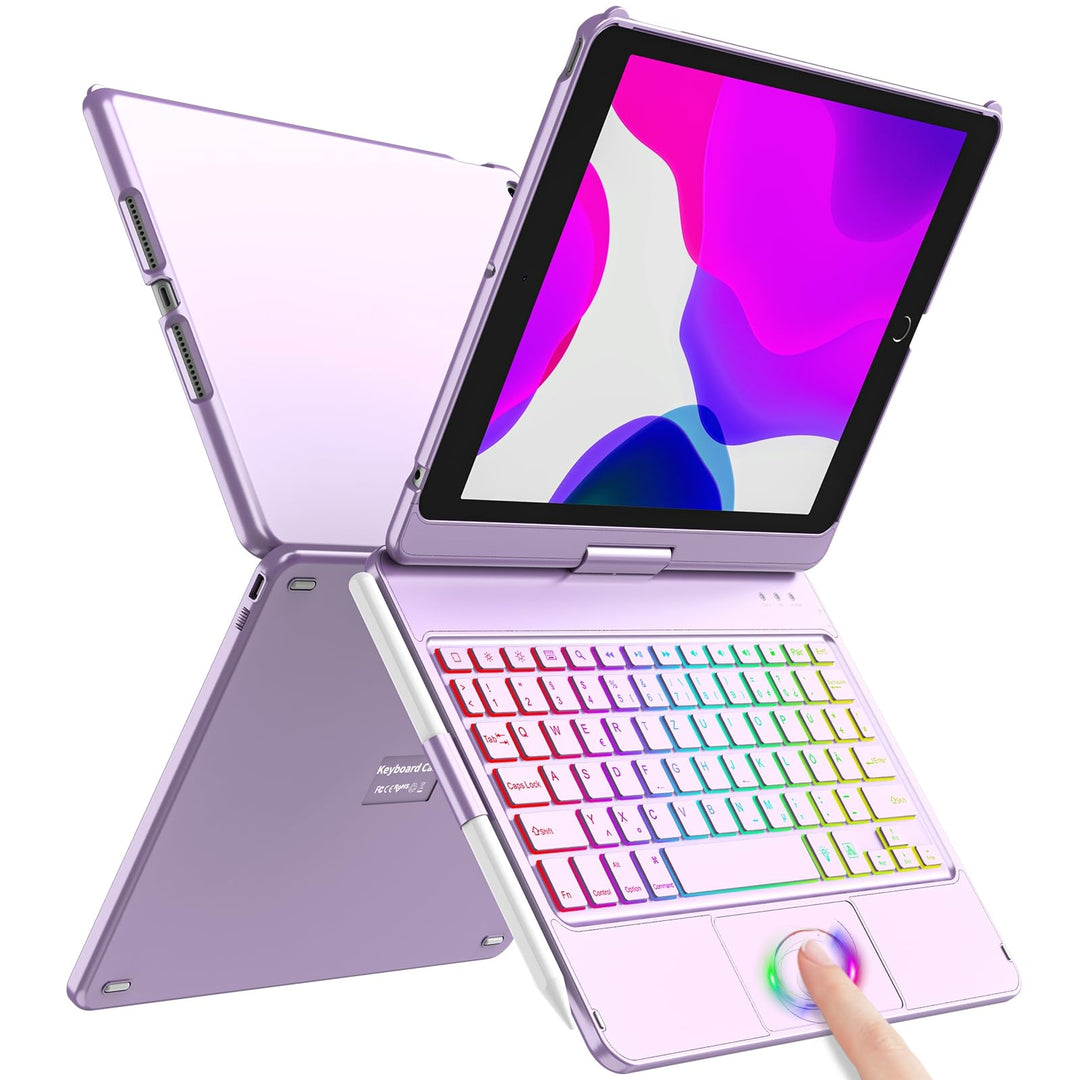 Tastatur Hülle für iPad 10.2 Zoll,für iPad 9/8/7 Generation Hülle,360° Touchpad Flip Hartschale Slim