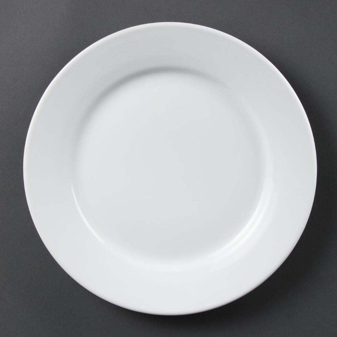 Olympia Whiteware Serviceteller mit breitem Rand, 250 mm, Porzellan, innovativ, 12 Stück