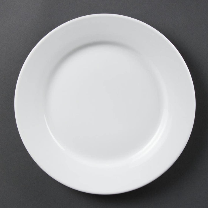 Olympia Whiteware Serviceteller mit breitem Rand, 250 mm, Porzellan, innovativ, 12 Stück