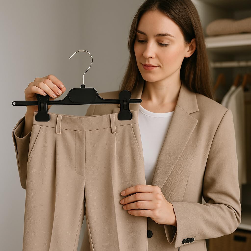 Kiroplast Kleiderbügel Für Röcke Kleiderbügel Hosen Clips Kleiderbügel Für Hosen 36cm (20, Schwarz)