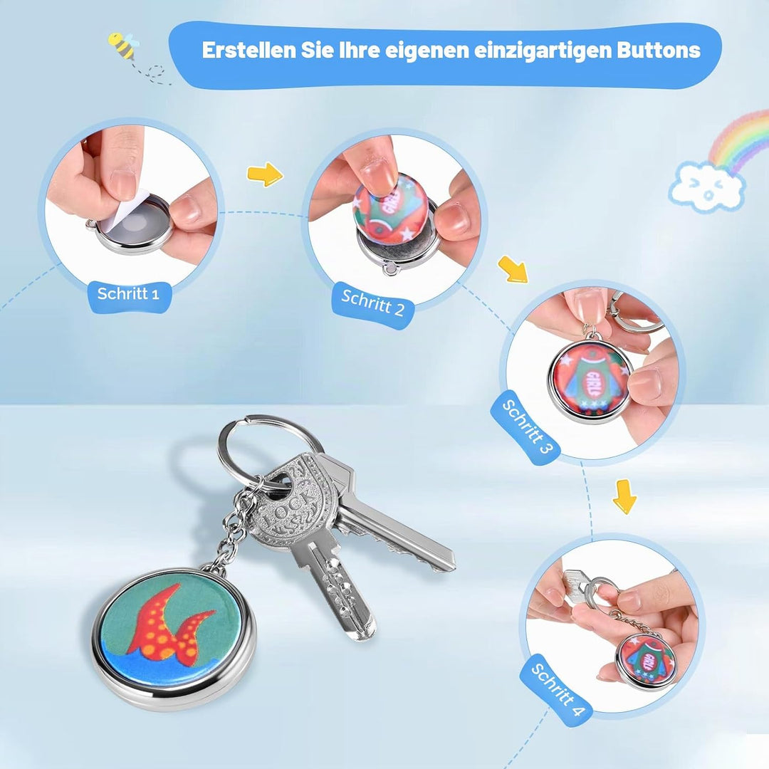 Buttonmaschine Button Badge Maker 25+32+58 mm 300 Sets Kunststoff-Abzeichen-Nadelrücken, Zimiking, m