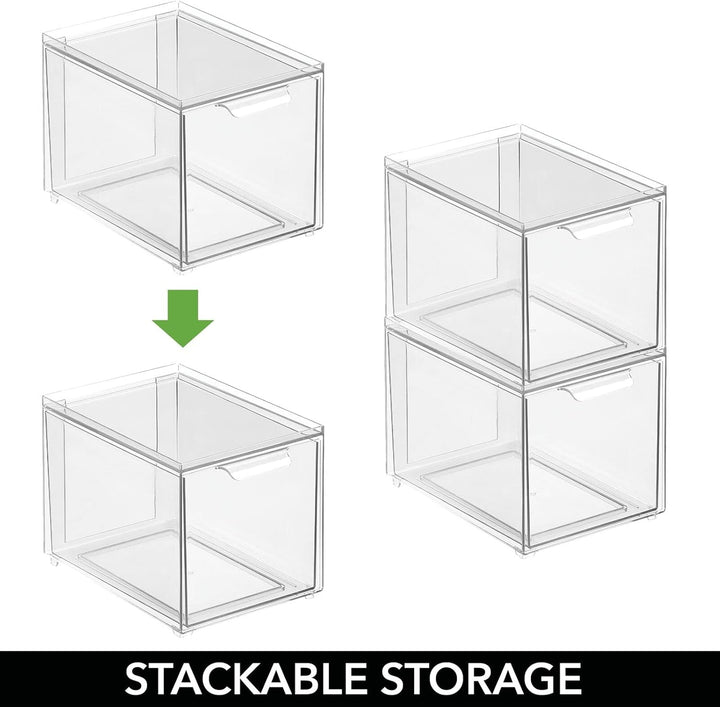 mDesign Schubladenbox – Stapelbox aus Kunststoff für Küchen- und Kühlschrank – Küchen Organizer für