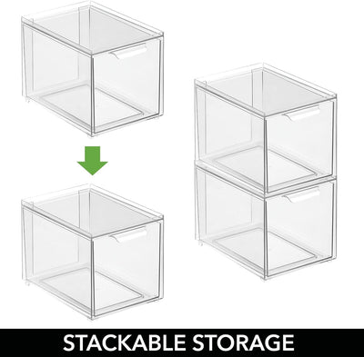 mDesign Schubladenbox – Stapelbox aus Kunststoff für Küchen- und Kühlschrank – Küchen Organizer für