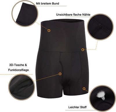 CHUMIAN Herren Kompression Unterhosen Boxershorts Shapewear Figurformende Unterwäsche Abnehmen Hohe