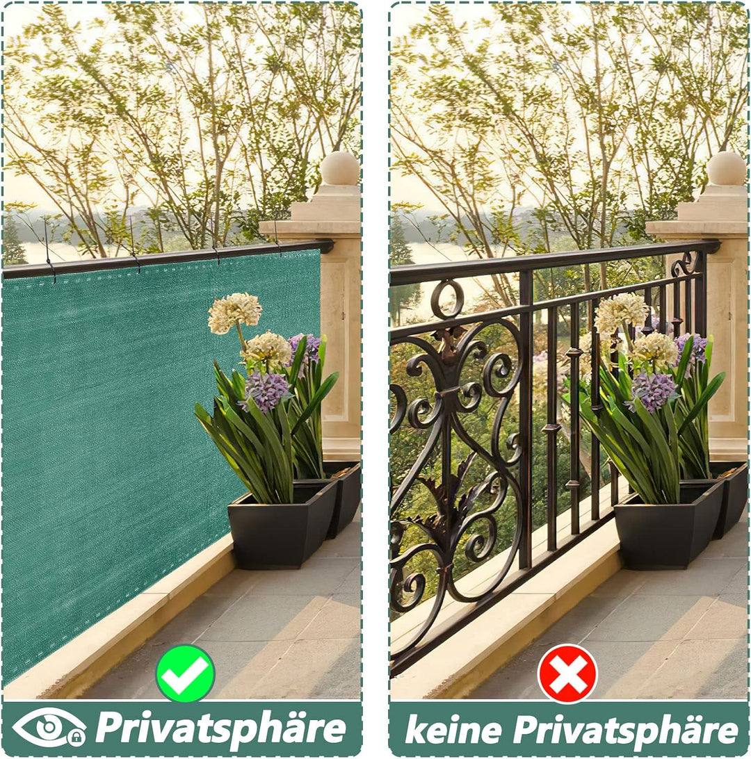 Sichtschutz Zaun 1,8 x 10 m, Windschutz Balkon Garten, HDPE 150 g/m², blickdichtes Zaunnetz mit Ösen
