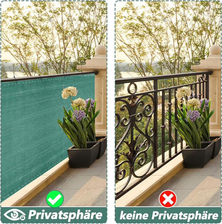 Sichtschutz Zaun 1,8 x 10 m, Windschutz Balkon Garten, HDPE 150 g/m², blickdichtes Zaunnetz mit Ösen