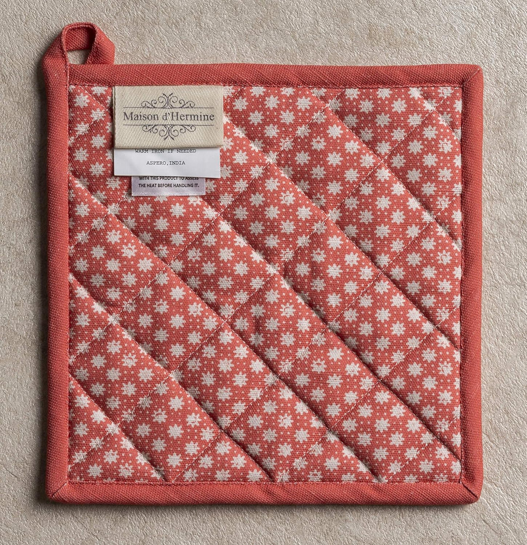 Maison d'Hermine Topflappen-Set, 100% Baumwolle, hitzebeständig, 20 cm x 20 cm, mit Schlaufe zum Gri