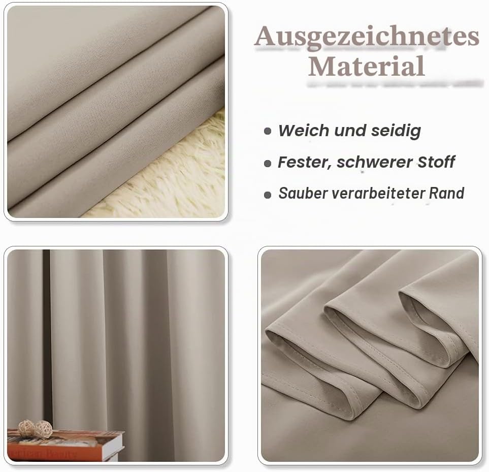 PONY DANCE Verdunkelungsvorhang Ösen 2er Set H 228 x B 167 cm Blickdichte Gardinen für Schlafzimmer