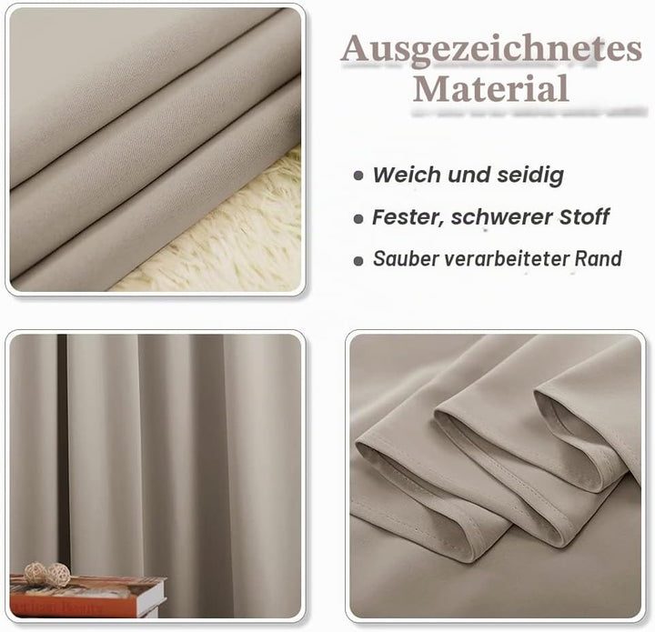 PONY DANCE Verdunkelungsvorhang Ösen 2er Set H 228 x B 167 cm Blickdichte Gardinen für Schlafzimmer