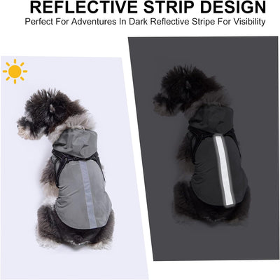 PETCUTE Hunde Regenmantel Regenjacke mit Geschirrl,Winddicht Wasserdichter Hundemantel mit Reflektie