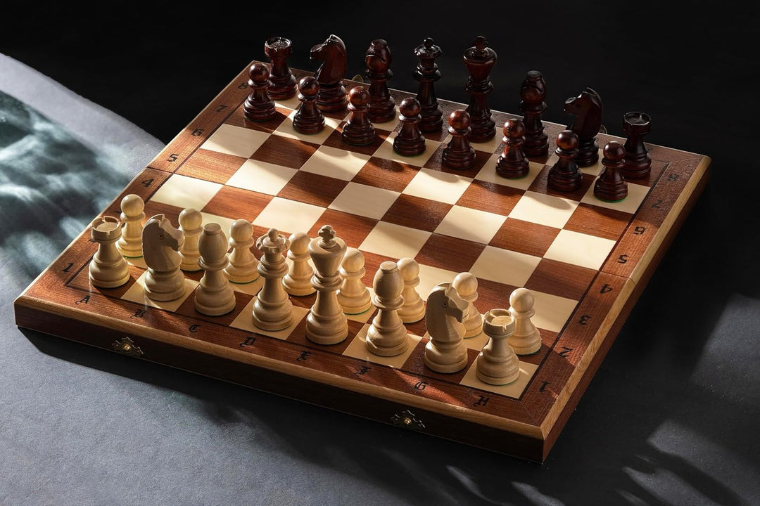 Sunrise Chess Turnierschachspiel Nr. 7 (50x50 cm) Intarsiert – Erstklassiges Schachset mit handgefer