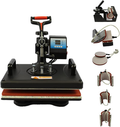 Signzworld Transferpresse Hitzepresse 38x30cm Textilpresse 8 in 1 T-Shirt Heat Press 360 Grad Schwen