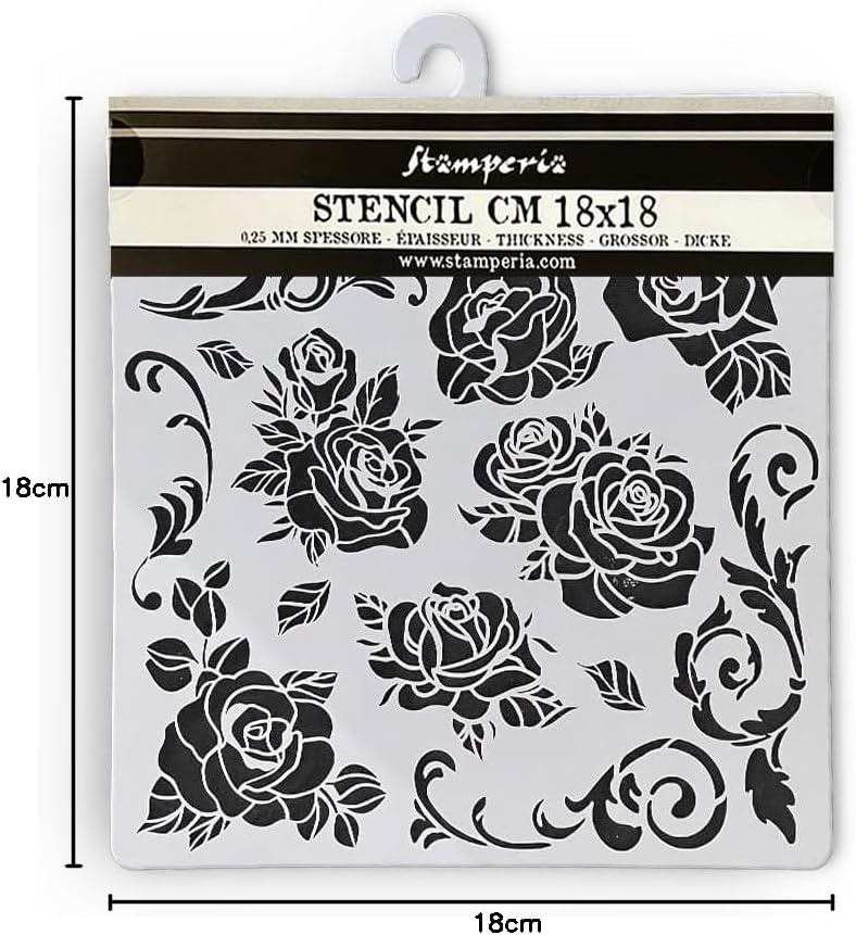 Stamperia - Thick Stencils for Scrapbooking, Albums, Card Making, Bullet Journalling and More, Rose