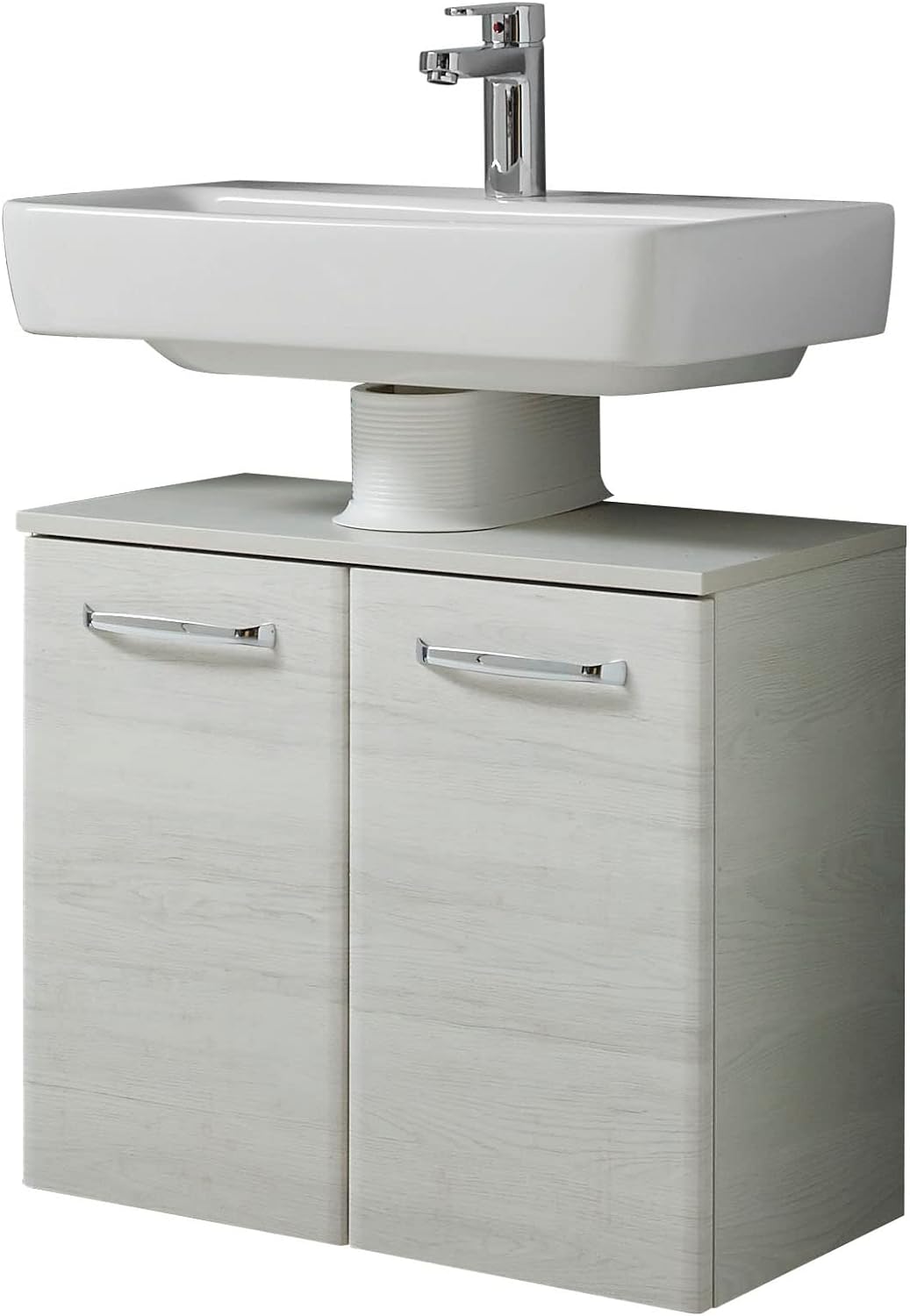 Pelipal Quickset 936 Waschbeckenunterschrank, Holzwerkstoff, Eiche Weiss quer NB, 53x60x33 cm