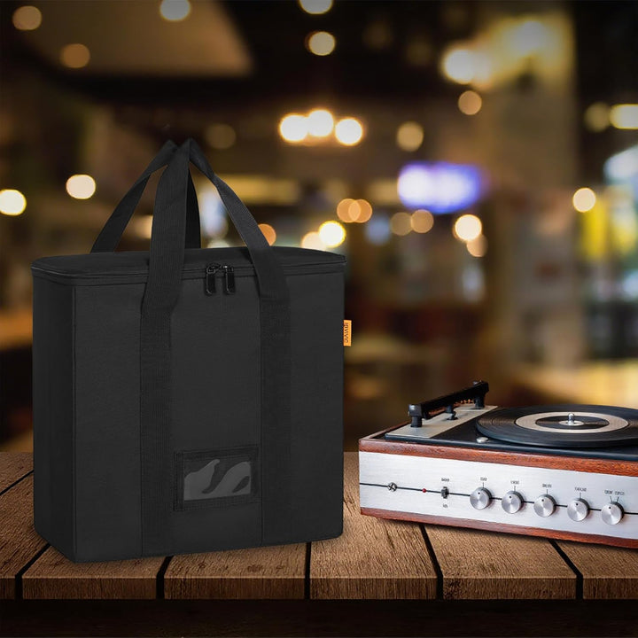 Vinyl-Schallplatten-Aufbewahrungsbox mit Reissverschlüsse, Klappbare Plattenkoffer für LP-Schallplat