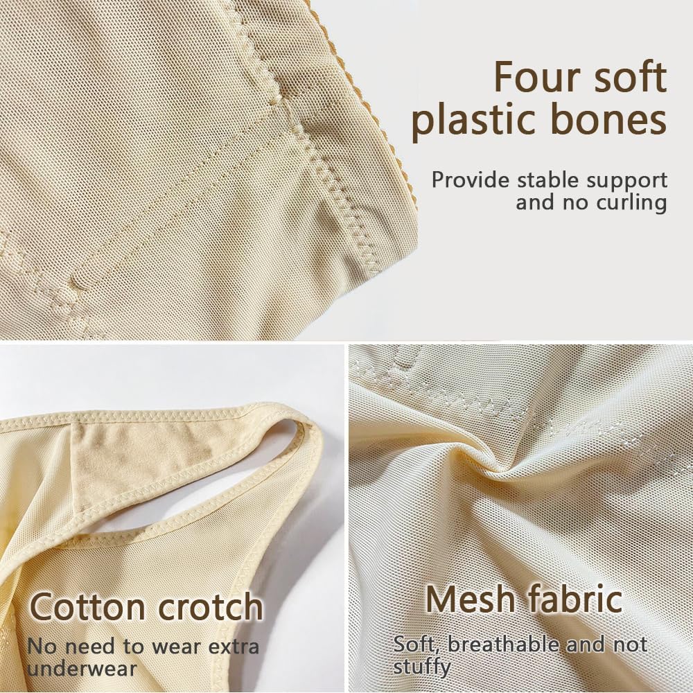 Damen Bauchweg Miederpants Shapewear Hohe Taille Unterhose mit Bein Figurformende Miederhose Stark F