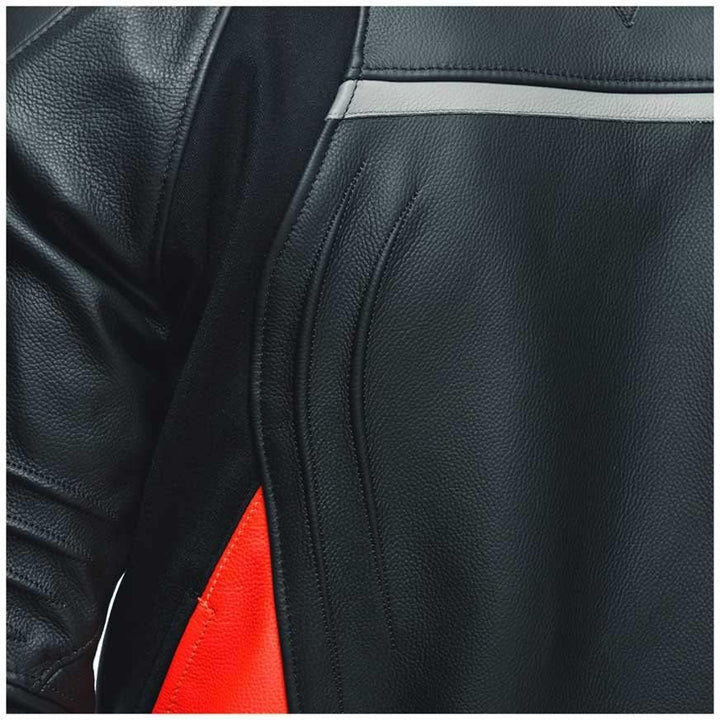 Dainese Racing 4 Motorrad Lederjacke, schwarz/rot, 52 52 BLACK/FLUO-RED, 52 BLACK/FLUO-RED