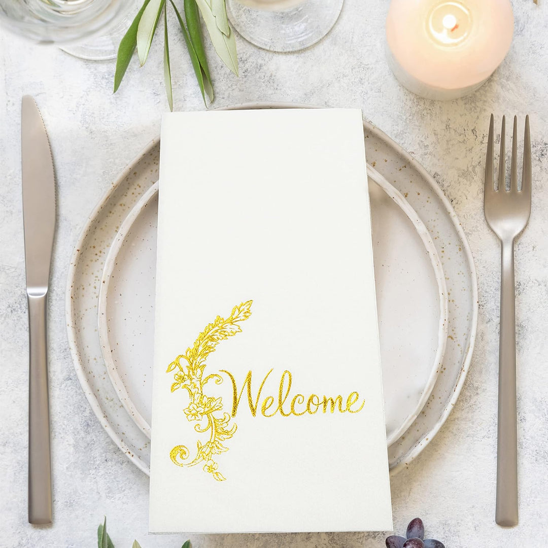 LEKOCH 100 PCS Weisse Einweg Letter Servietten Air Laid Stoffähnlich Hochzeit Servietten Premium QUA