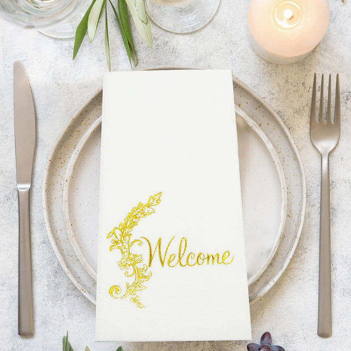 LEKOCH 100 PCS Weisse Einweg Letter Servietten Air Laid Stoffähnlich Hochzeit Servietten Premium QUA