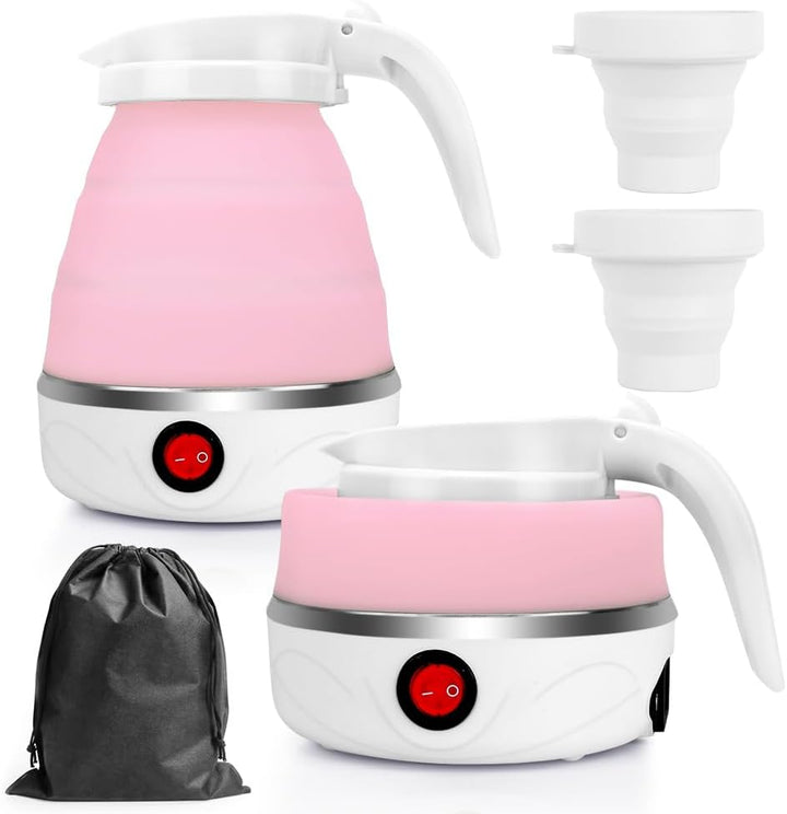 RANJIMA Wasserkocher Faltbar, 0.6L Tragbarer Camping Wasserkocher Elektrischer Wasserkocher Mini Rei