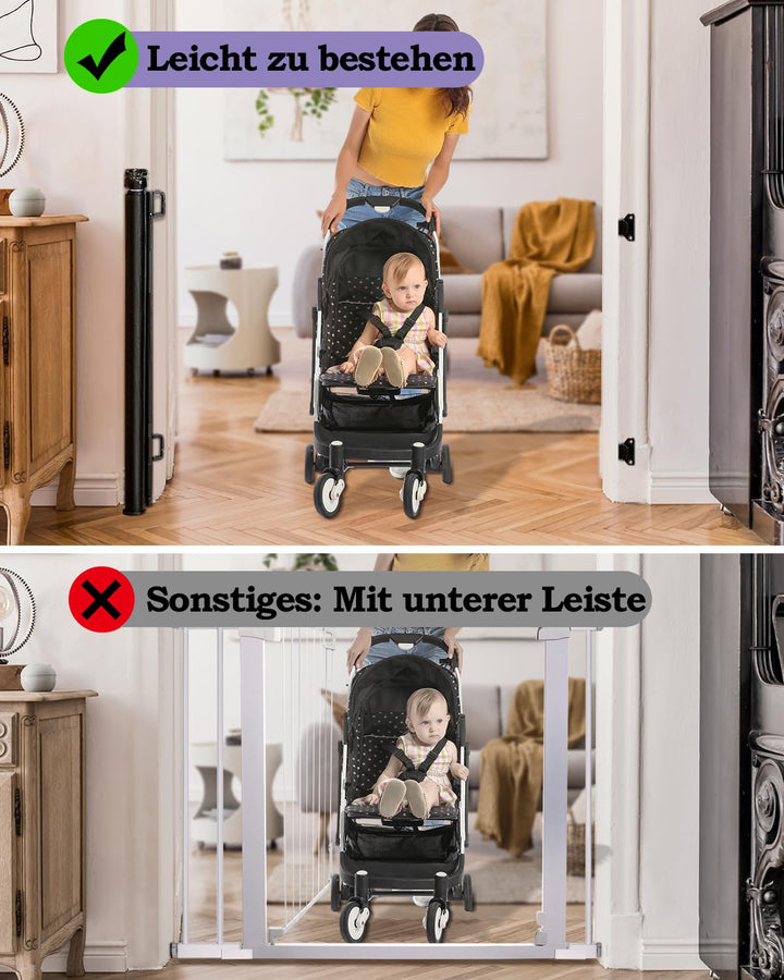 2PCS Treppenschutzgitter für Babys, 86 cm hoch, ausziehbar bis 140 cm breit, Kinderschutzgitter für
