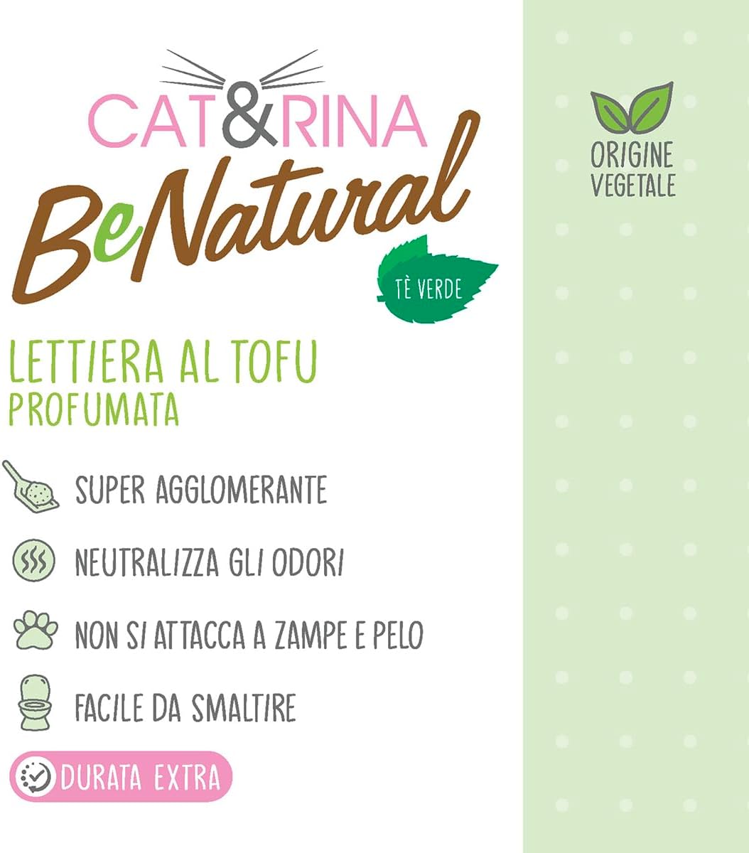 Cat&amp;Rina Tofu Katzenstreu, 5,5 l, pflanzliches klumpendes Katzenstreu, bis zu 30 Tage Nutzung, Entso