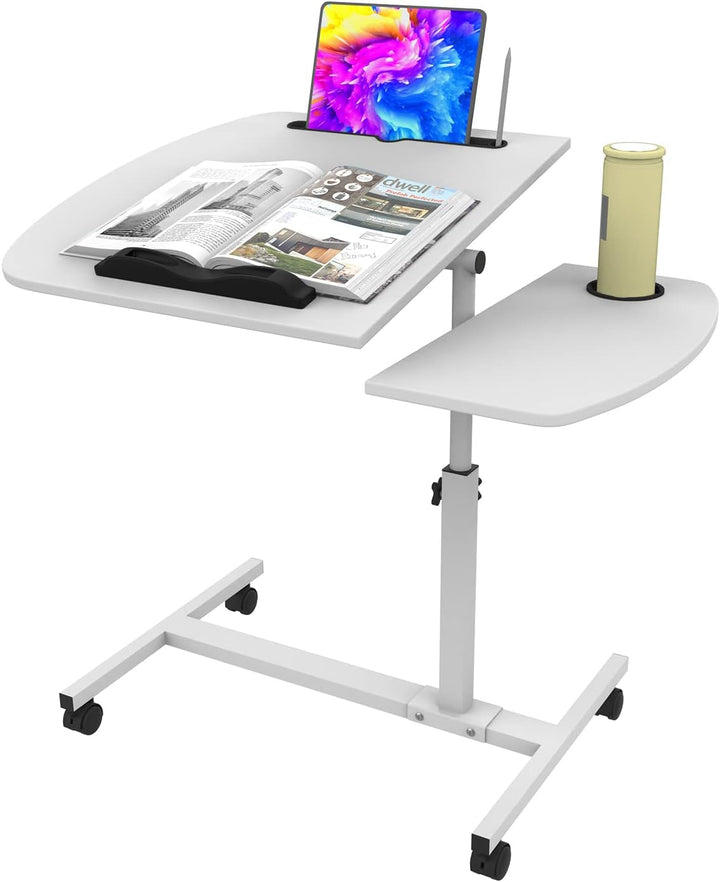 PIPIPOXER Laptoptisch Höhenverstellbar 61-91 cm, 60×40cm Mobiler Stehtisch mit 4 Rollen & 1 Stopp-Le