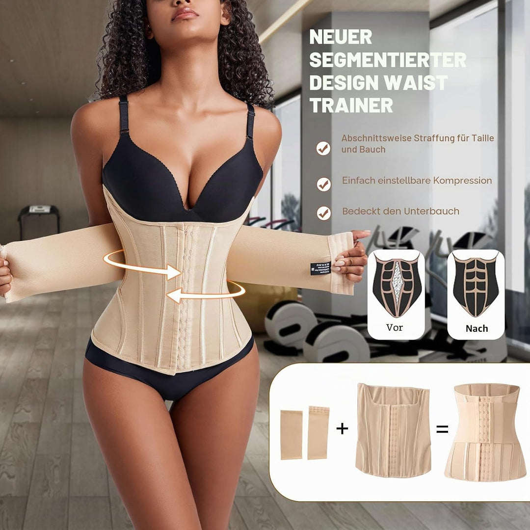 Korsett Damen Bauchweg Doppelte Verschlüsse, Waist Trainer Doppellagiges Verschlusssystem Bauchweggü