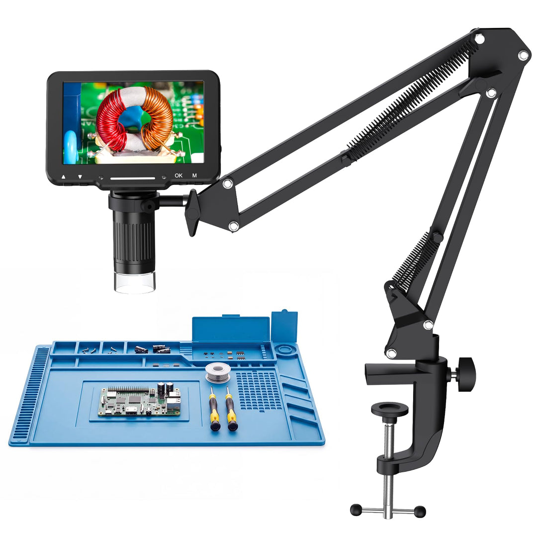 Leipan Digitales Mikroskop mit Flex Arm, 5" HD Display Bildschirm 5 Zoll, 5 Zoll