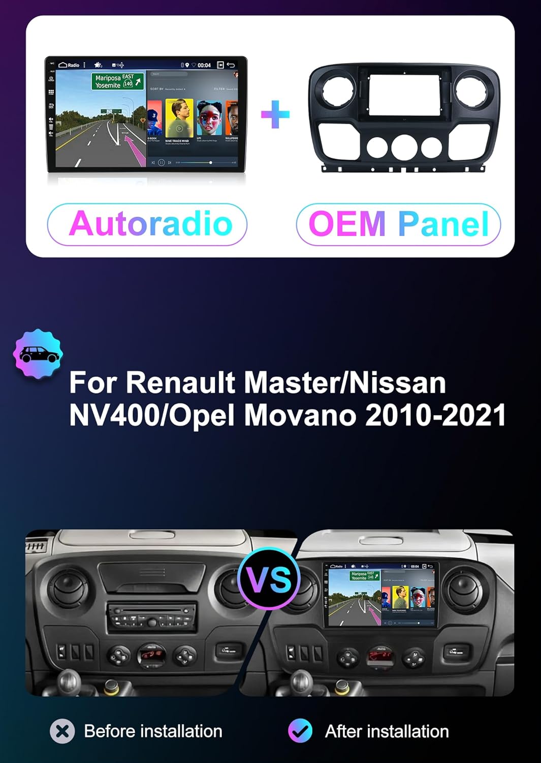 [6GB+128GB] Android 14 Autoradio für Renault Master/Nissan NV400/Opel Movano-[Integriertes CarPlay/A