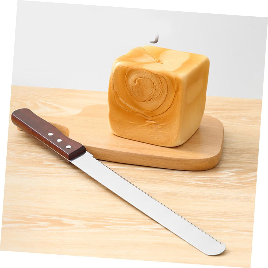 Alipis Brotschneider Holzgriff Edelstahl Toastschneider Küchenmesser für Brot Kuchen Schneidewerkzeu