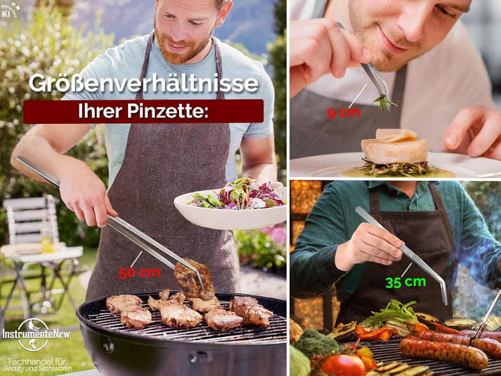 InstrumenteNrw Premium Küchenpinzette | Grillpinzette | Kochpinzette | Pinzette Edelstahl | Gourmet-