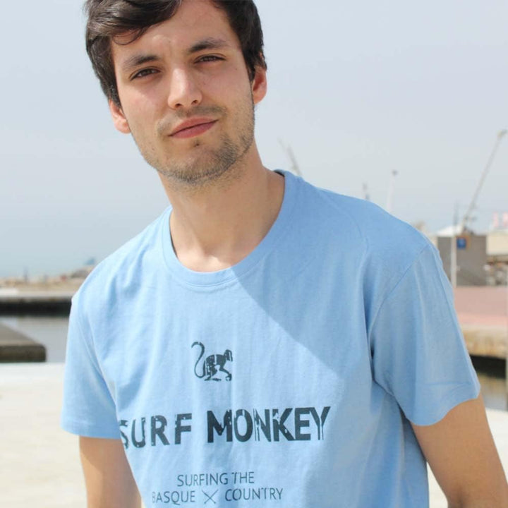 SURF MONKEY Bio-Baumwoll-T-Shirt, Zitronengelb L Blau, L Blau