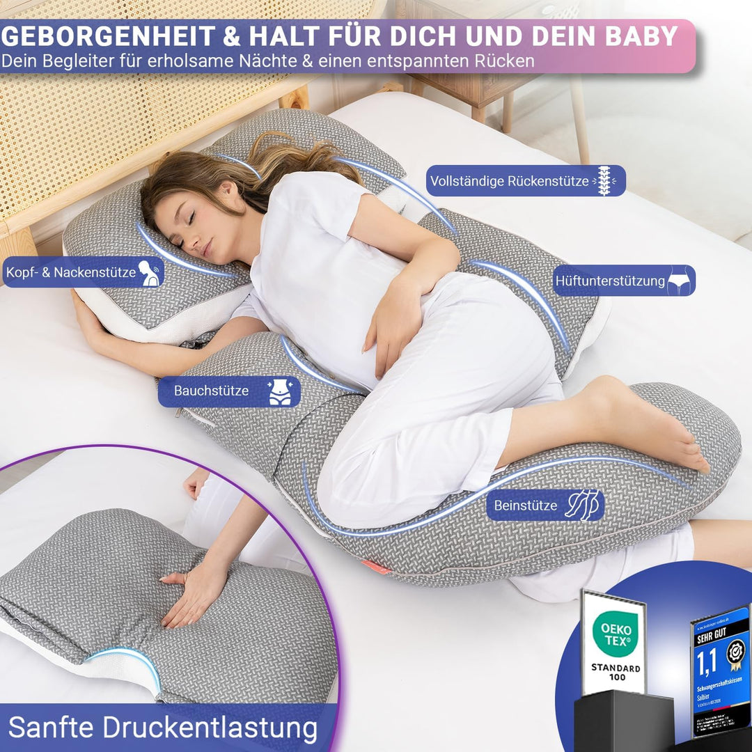 Schwangerschaftskissen 4-in-1 C/U/J/G Form Pregnancy Pillow – Seitenschläferkissen &amp; Stillkissen | G