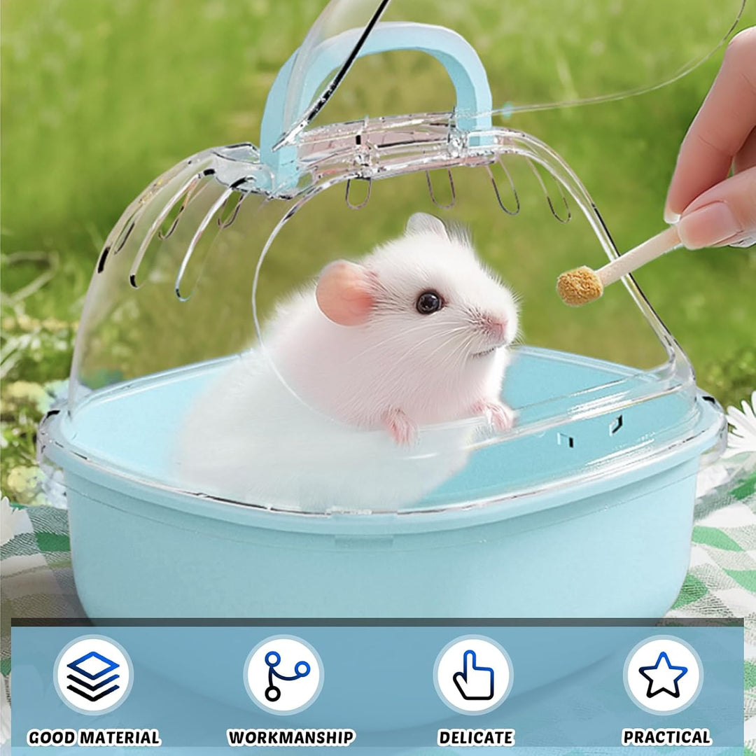 Transportbox Hamster mit Wasserflasche, 20x18x19cm Tragbare Transportbox Kleintiere Transportkäfig m