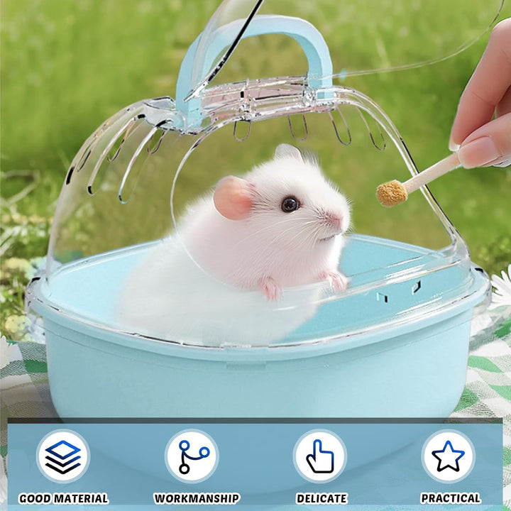 Transportbox Hamster mit Wasserflasche, 20x18x19cm Tragbare Transportbox Kleintiere Transportkäfig m
