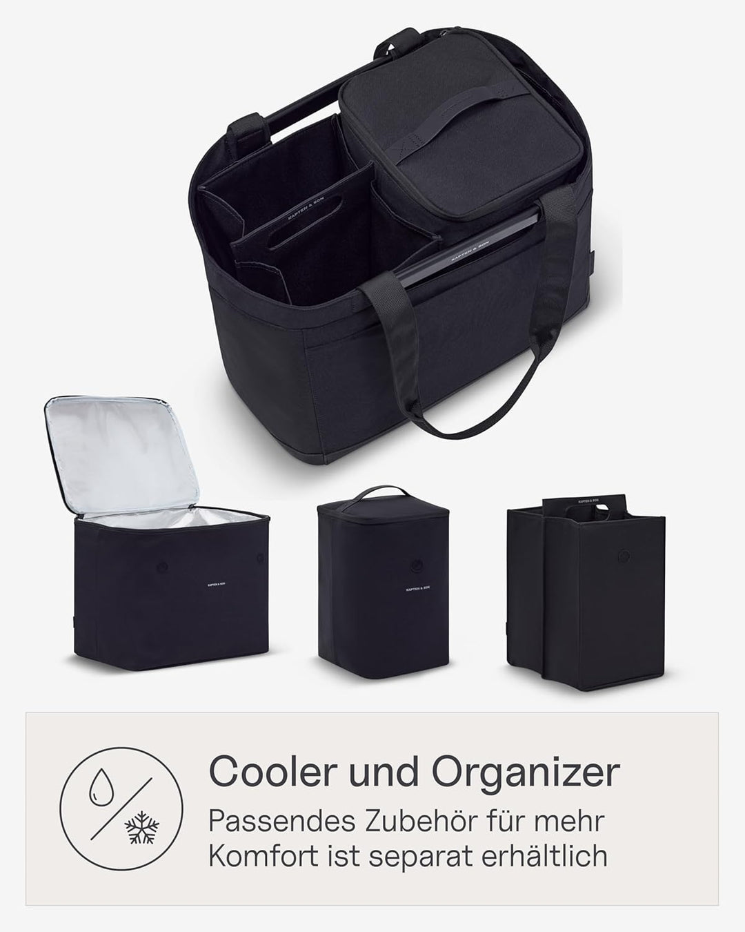 Kapten & Son Vaasa Einkaufskorb faltbar Schwarz 25 L | Korb Schwarz stabil | Inklusive Einkaufswagen