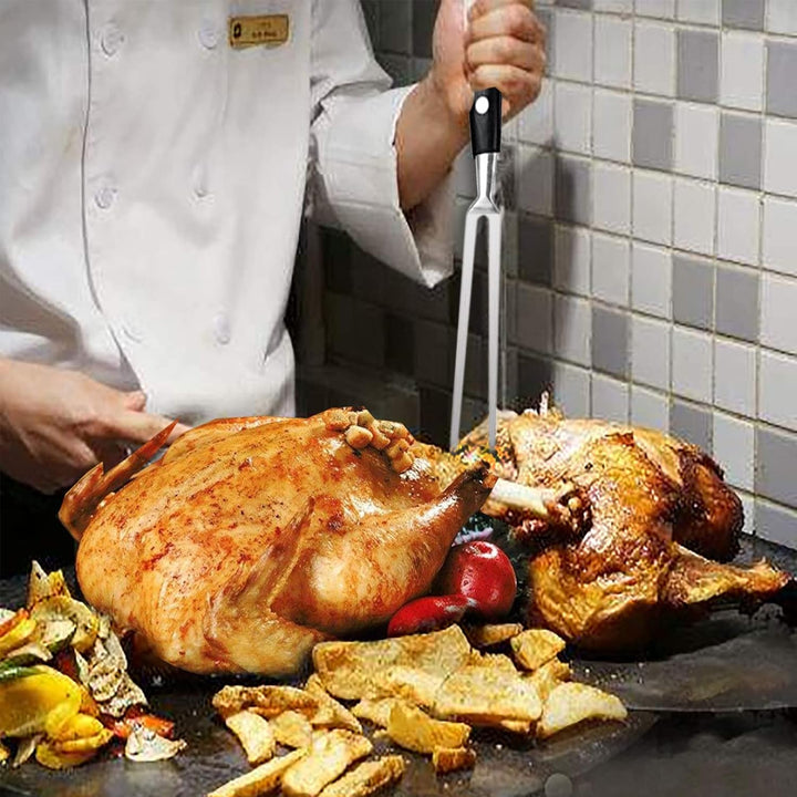 2 Stücke Fleischgabel mit Griff - Edelstahl Länge 16.5cm, Gesamtlänge 29cm Tranchiergabel Grillgabel