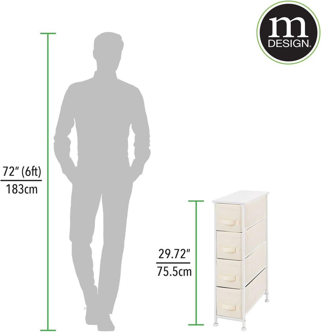 mDesign Kommode mit 4 Schubladen – schmaler Schubladenschrank mit MDF-Holzplatte für Schlafzimmer, W