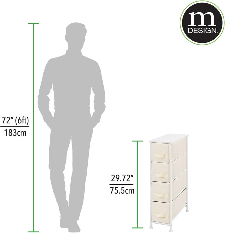 mDesign Kommode mit 4 Schubladen – schmaler Schubladenschrank mit MDF-Holzplatte für Schlafzimmer, W
