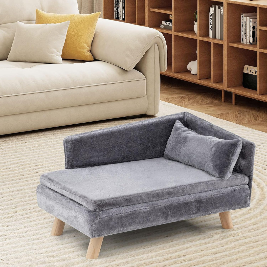 COSTWAY Katzensofa Luxus, Katzenbett erhöht, bis 50 kg, Katzencouch mit 2 Kissens, Rückenlehne &amp; Hol