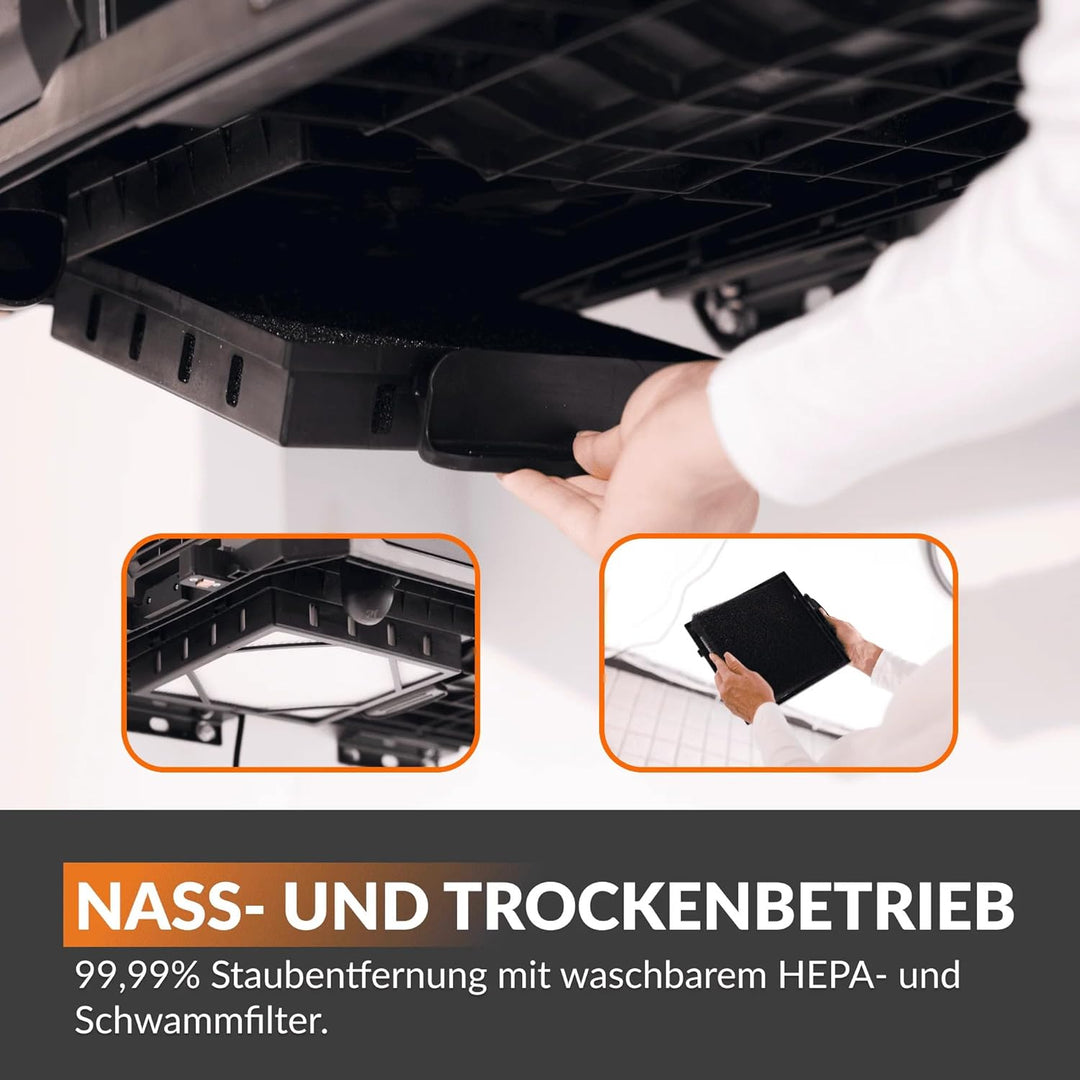 Giraffe Tools Grandstorm Einziehbarer Staubsauger mit 10 m langem, knickfestem Schlauch, wandmontier
