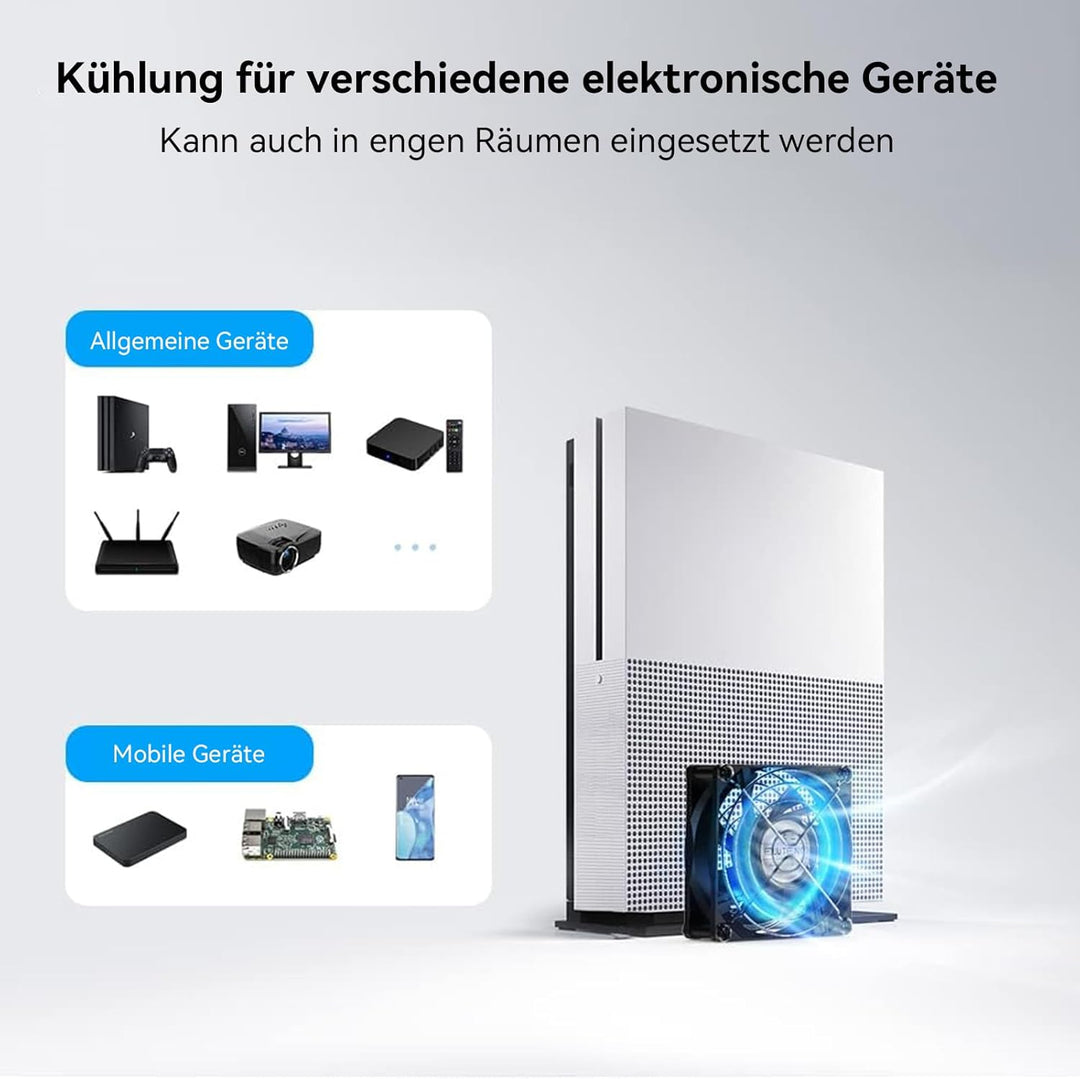 ELUTENG Doppel PC Lüfter USB 80mm mit 3 Geschwindigkeit Einstellbar 8cm Computer Lüfter USB 2 in 1 M