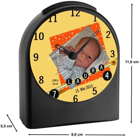 CreaDesign Kinderwecker mit (Wunsch) Namen | Kinder Funkwecker | mit Analog - Ziffernblatt | ohne Ti